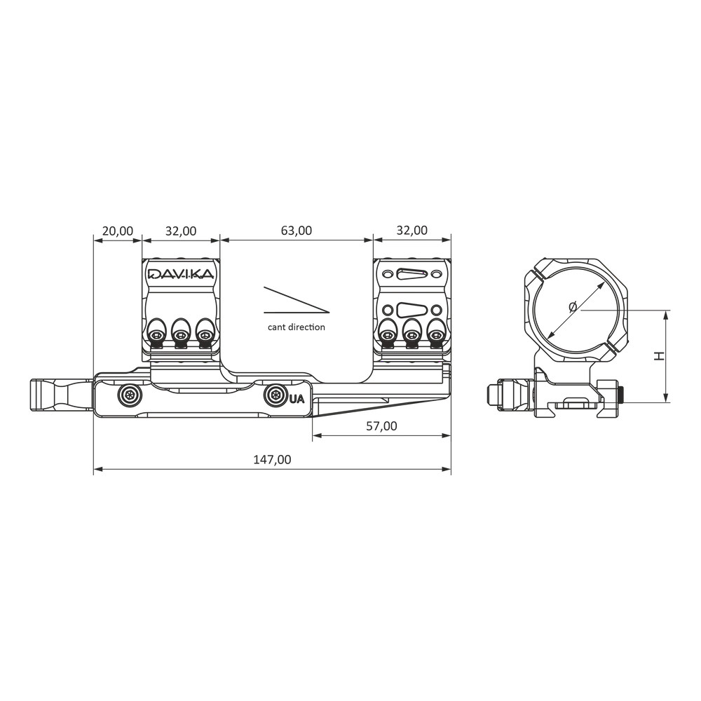 30mm scope mount cantilever | Picatinny QD Ergo base