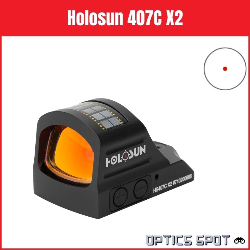 Holosun 407C-X2 Red Dot Sight - 2 MOA Dot, RMR Footprint For Handguns