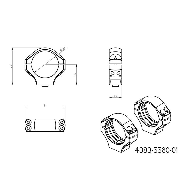 34mm scope rings | long Picatinny QD Ergo base