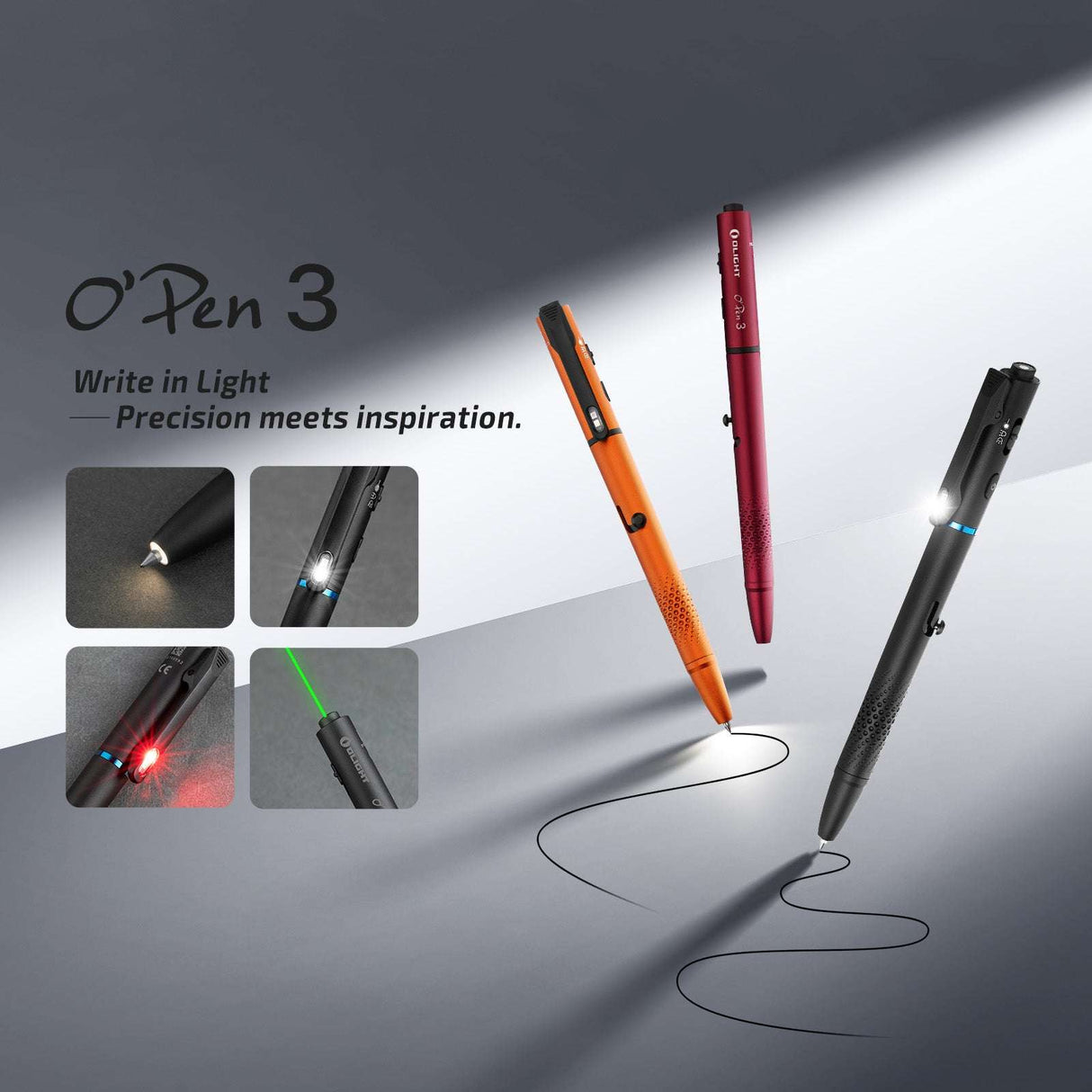 Olight O’Pen 3 | multifunctional penlight | 120 lm + green laser - Black