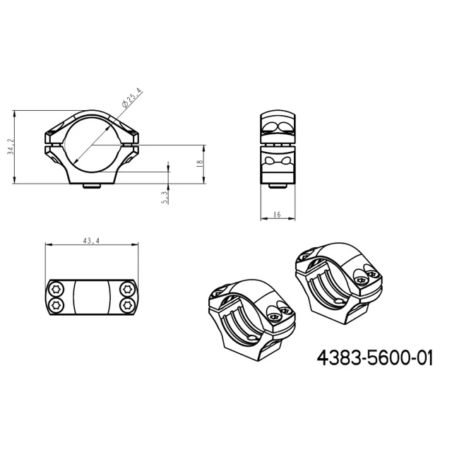 1 inch scope rings [25,4mm] | short Blaser base