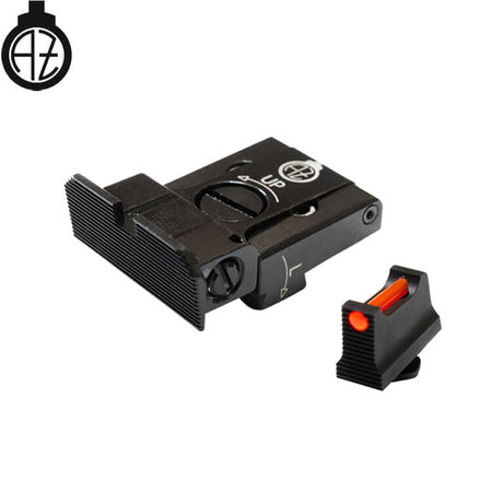 Glock 17, Glock 19, Glock 26 adjustable sights with fiber optics | type A