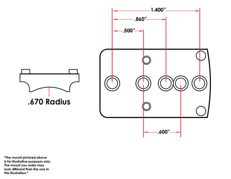 Universal shotgun / rifle [.670’’ Radius] red dot mount | Trijicon RMR footprint