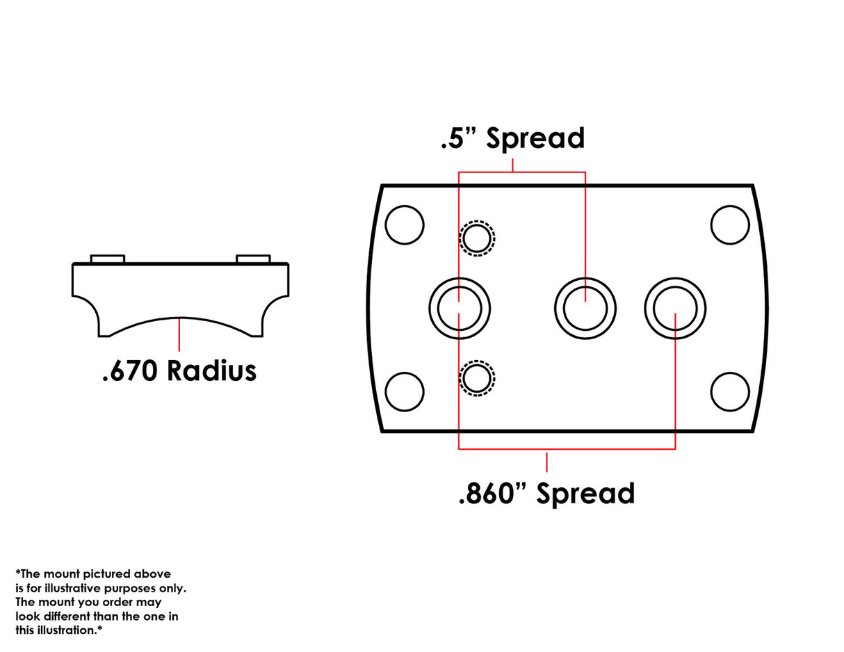 Universal shotgun / rifle [.670" Radius] red dot mount 