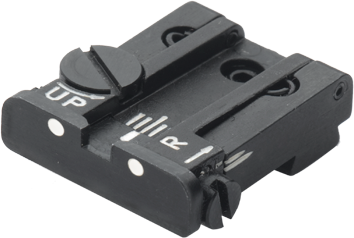 Adjustable rear sight for Glock [G17 G19 G26 & other] | white dots