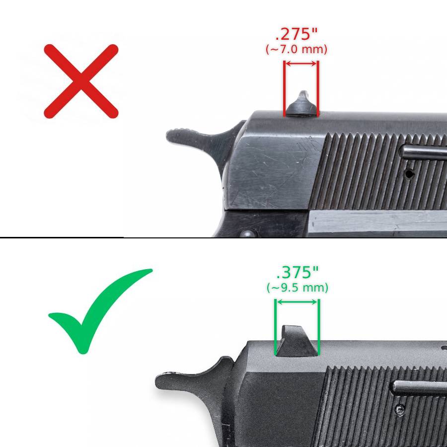 Browning Hi-Power [Vigilante Mark III Practical HP40] adjustable sights | fiber optic [front]