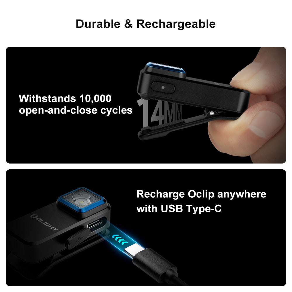 Olight Oclip | rechargeable EDC clip light | 300 lm - Black