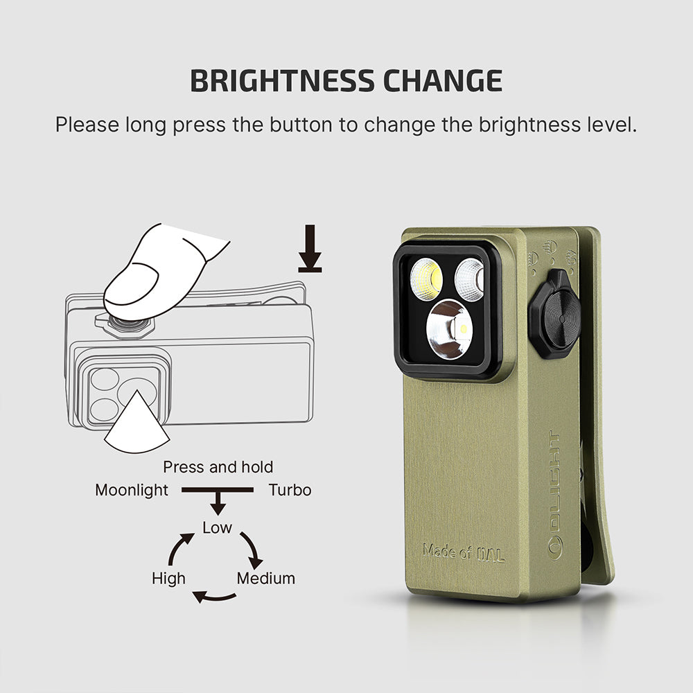 Olight Oclip Ultra | 3-in-1 clip-on EDC light | 530 lm - Olive Green